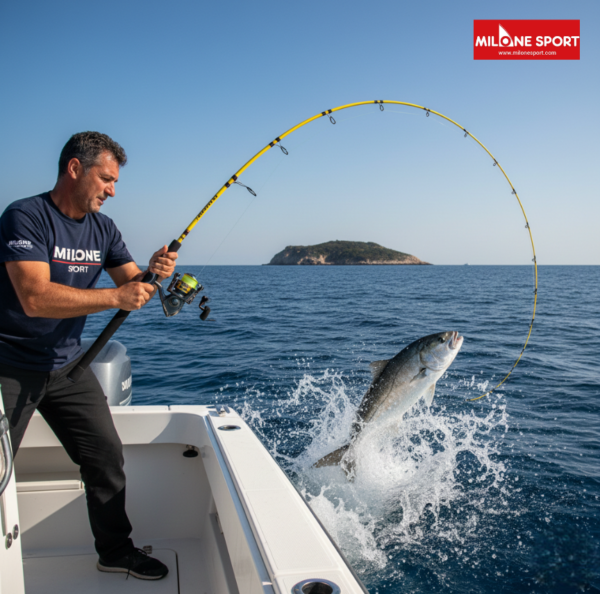 Pesca in mare con canna da pesca