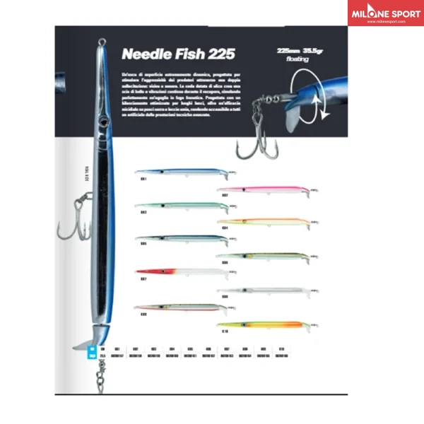 Esca artificiale dura jatsui kabo needle fish 225m vari col.